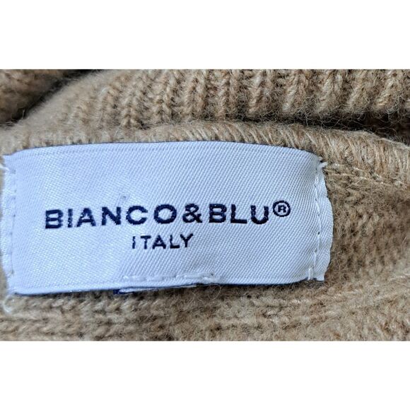 Bianco & Blu Womens Small sweater Italian cashmere wool turtleneck cable camel - Picture 6 of 7